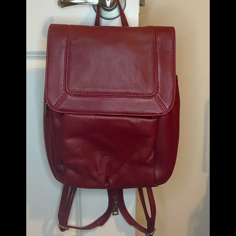 Wilson Leather backpack dark red color